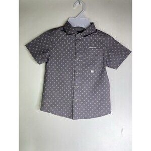 Eddie Bauer Gray Button Down Up Short Sleeve Shirt Toddler Boys Size 3T